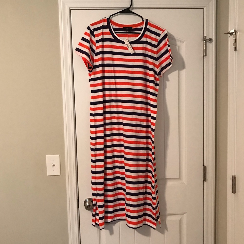 JCrew Striped Midi T-Shirt Dress